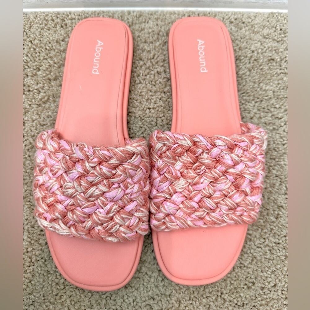 ABOUND | Pink Woven Slide Sandals Women’s Braided Summer Flats | Size 9 - Picture 4 of 6